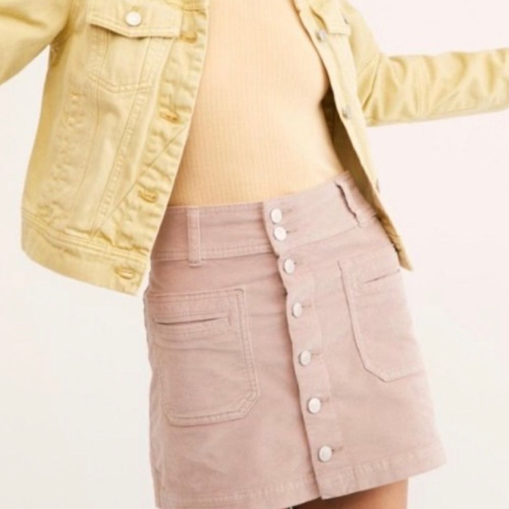 EUC Free People Joanie Blush Pink Corduroy Mini Skirt 27